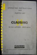 Clausing 14" Lathe Opertating Instructions & Parts List